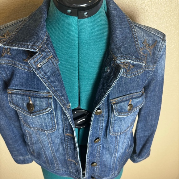 Women’s Sz Small Lauren Jeans Denim Jacket stitching & beading details Excellent - Picture 7 of 7